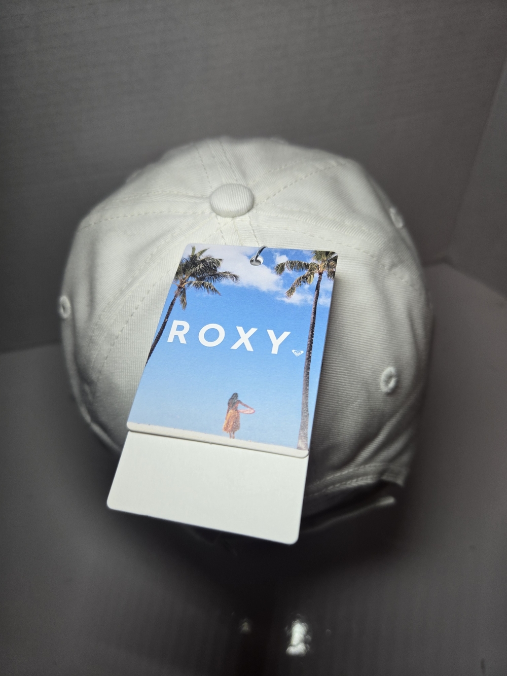White Embroidered Roxy Baseball Cap - Minimal Script Logo - Picture 4 of 6
